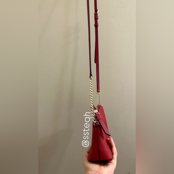 DKNY Red Leather Crossbody Bag with Silver Chain strap INCLUDES Gold Chain Strap - Picture 6 of 10